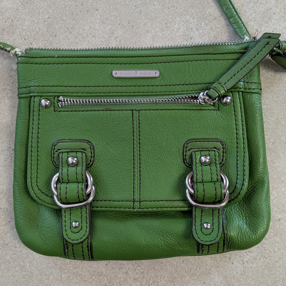 Etienne Aigner Green Crossbody Bag with Silver Accents